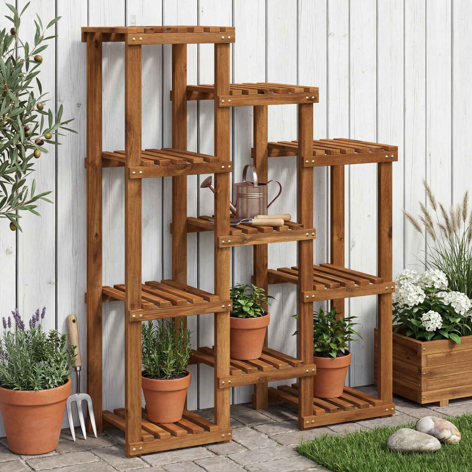 Plantenstandaard Naturel 85 x 30 x 114,5 cm Massief Acaciahout