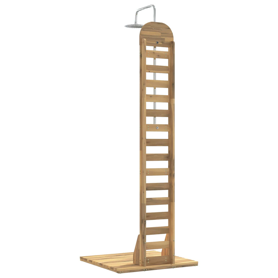 Buitendouche 225 cm Massief acaciahout en roestvrij staal Wit