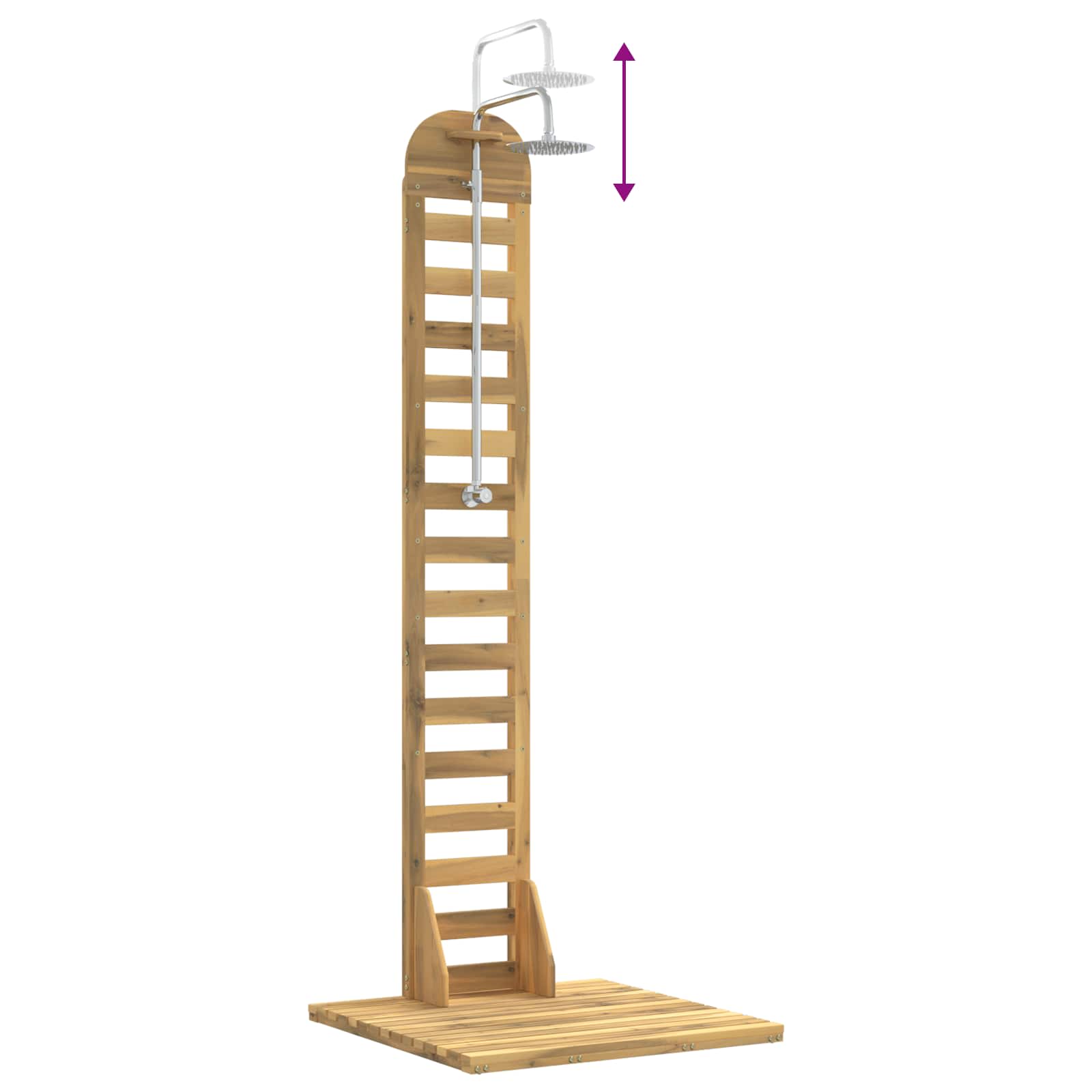 Buitendouche 225 cm Massief acaciahout en roestvrij staal Wit