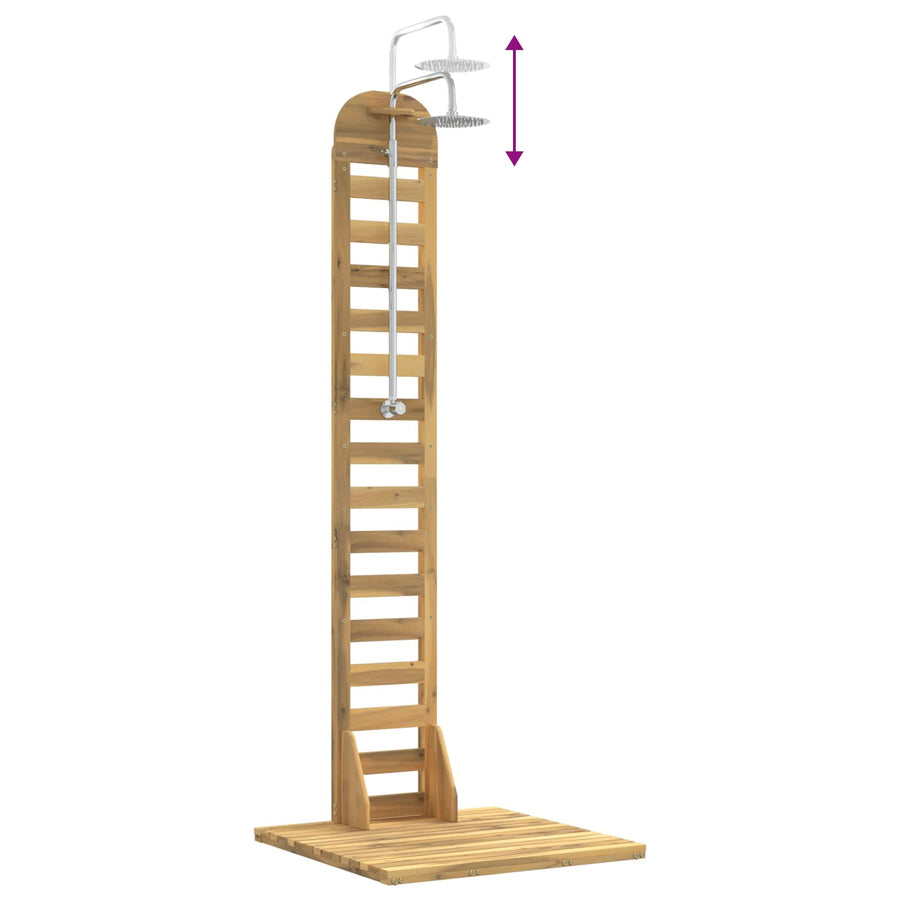 Buitendouche 225 cm Massief acaciahout en roestvrij staal Wit