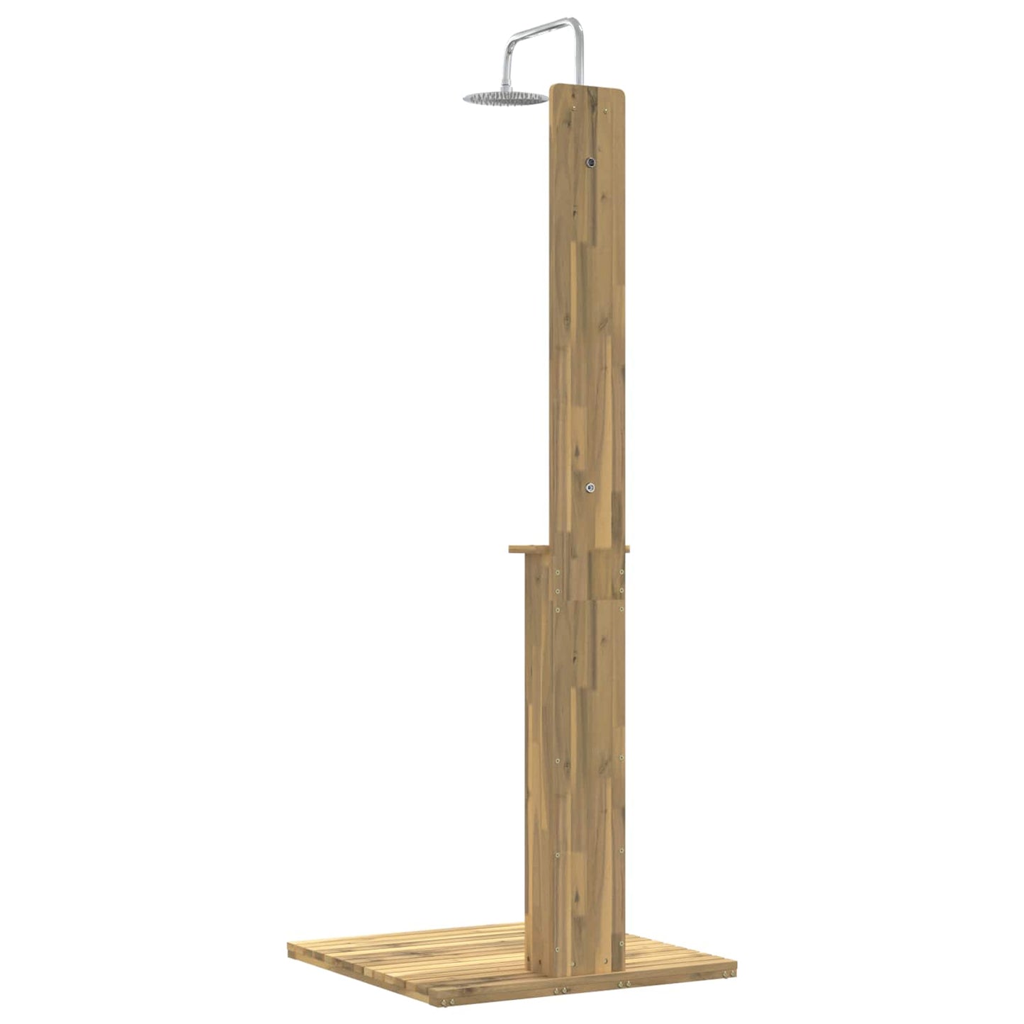 Buitendouche 217 cm Massief Acacia Hout en Roestvrijstaal Wit