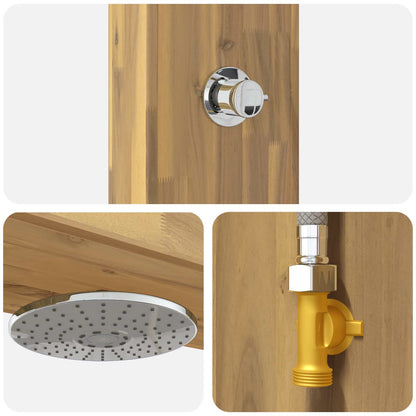 Buitendouche 226 cm Massief acaciahout en roestvrij staal Wit