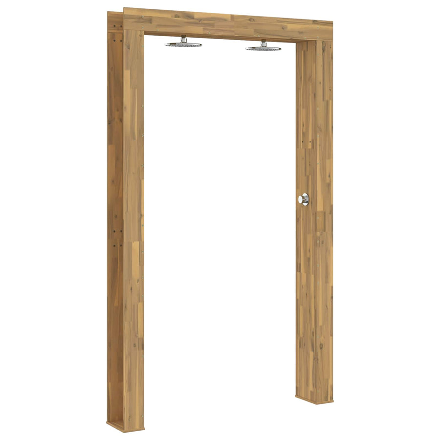 Buitendouche 226 cm Massief acaciahout en roestvrij staal Wit