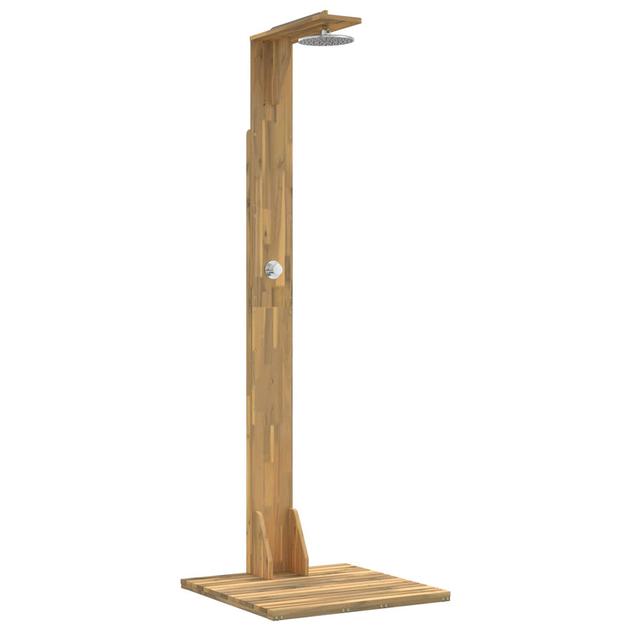 Buitendouche 219 cm Massief acaciahout en roestvrij staal Wit