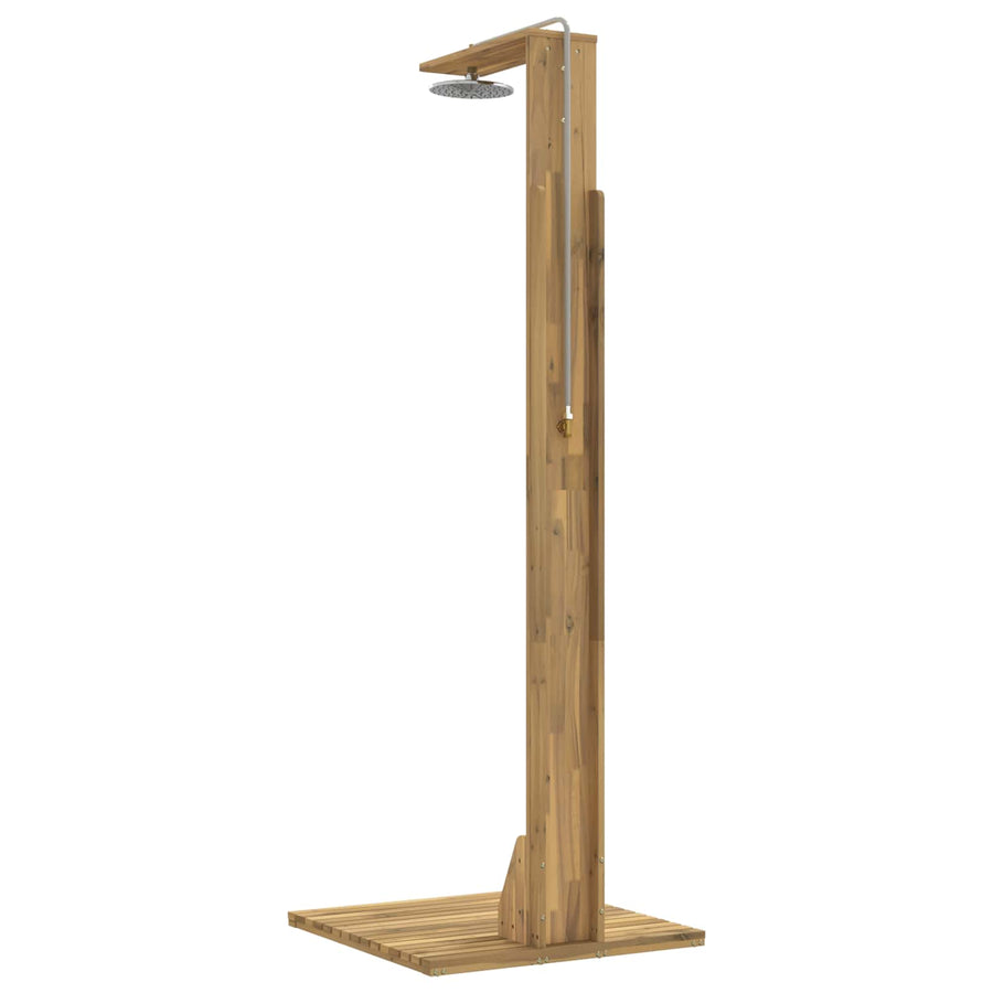 Buitendouche 219 cm Massief acaciahout en roestvrij staal Wit