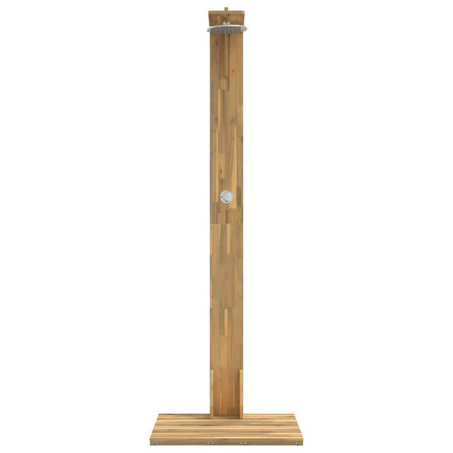 Buitendouche 219 cm Massief acaciahout en roestvrij staal Wit