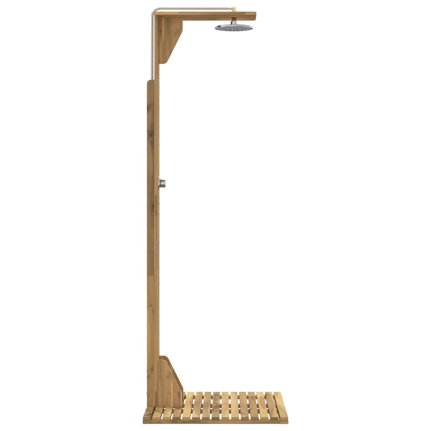 Buitendouche 219 cm Massief acaciahout en roestvrij staal Wit