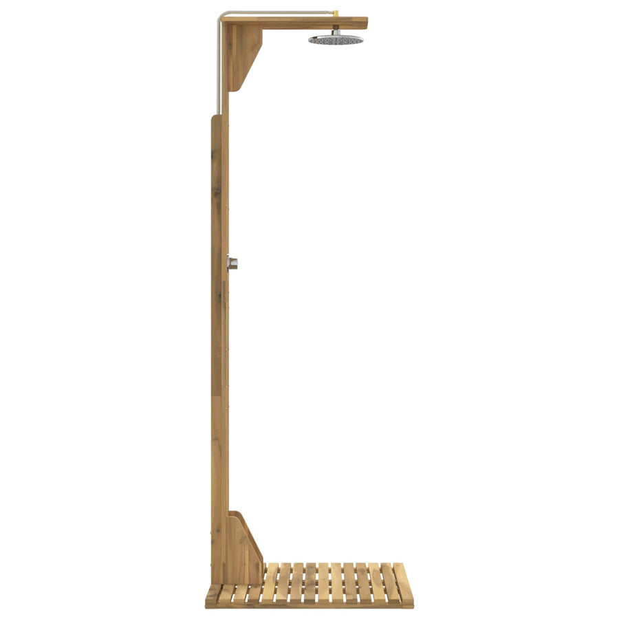 Buitendouche 219 cm Massief acaciahout en roestvrij staal Wit