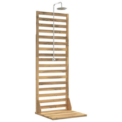 Buitendouche 205,5 cm Massief acaciahout en roestvrij staal Wit