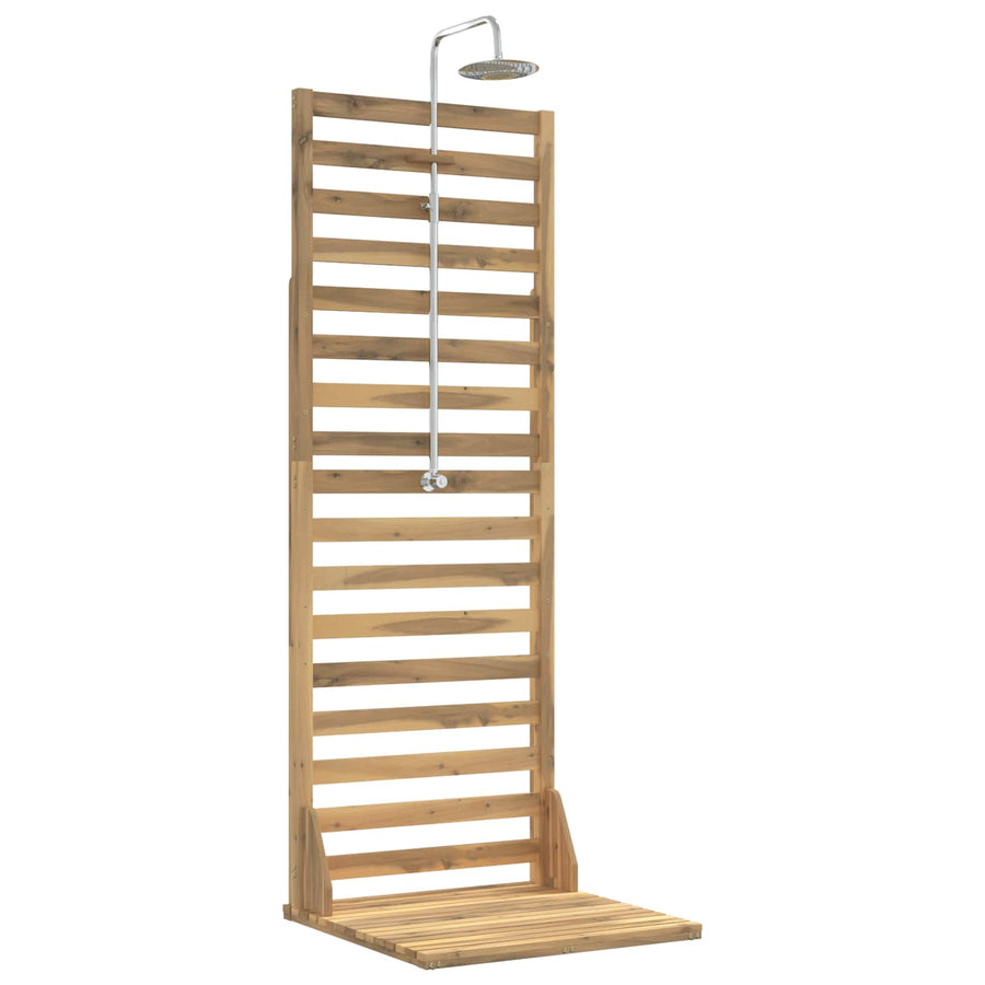 Buitendouche 205,5 cm Massief acaciahout en roestvrij staal Wit