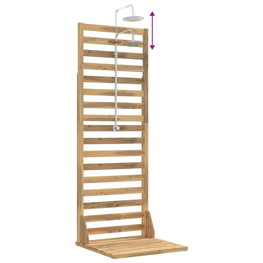 Buitendouche 205,5 cm Massief acaciahout en roestvrij staal Wit