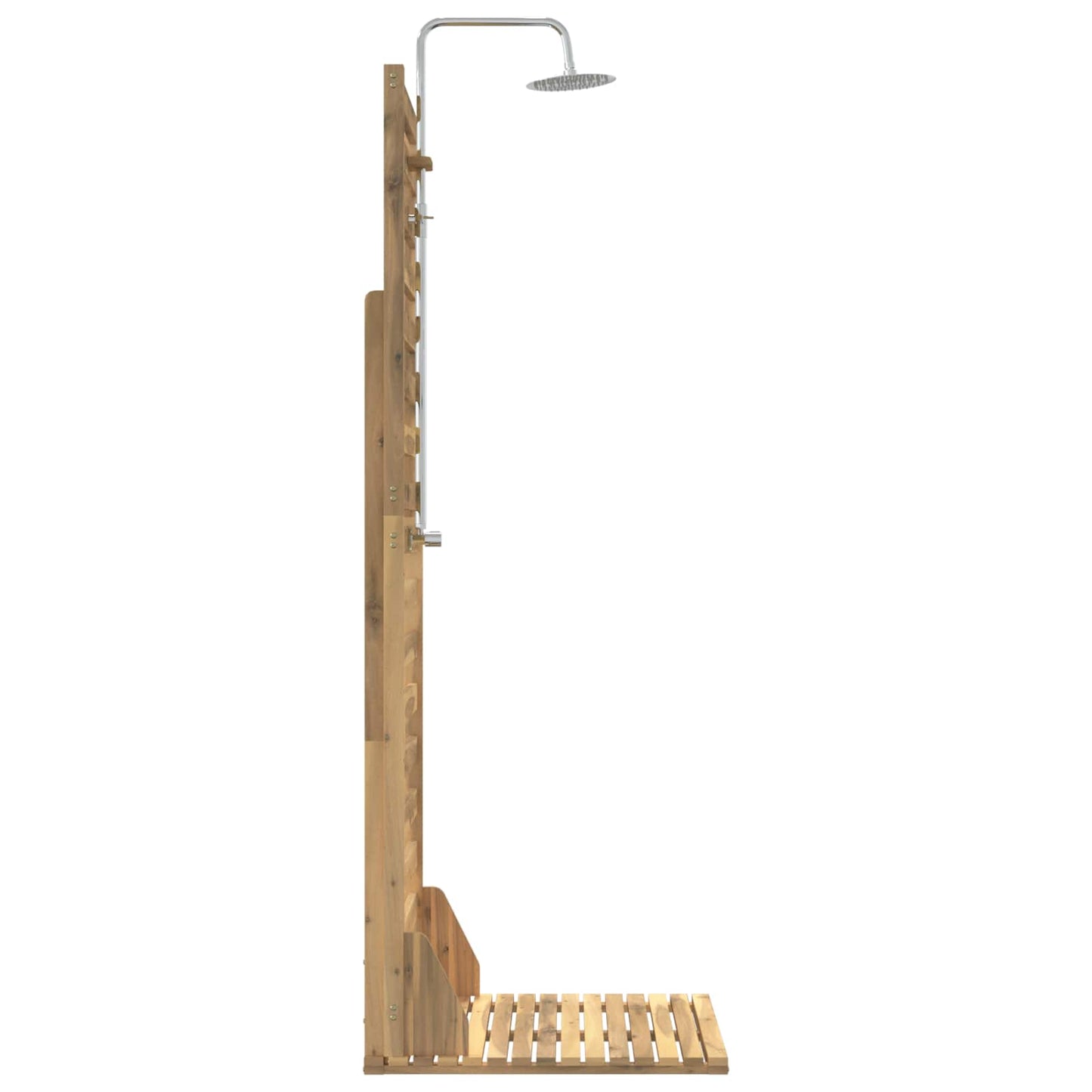 Buitendouche 205,5 cm Massief acaciahout en roestvrij staal Wit