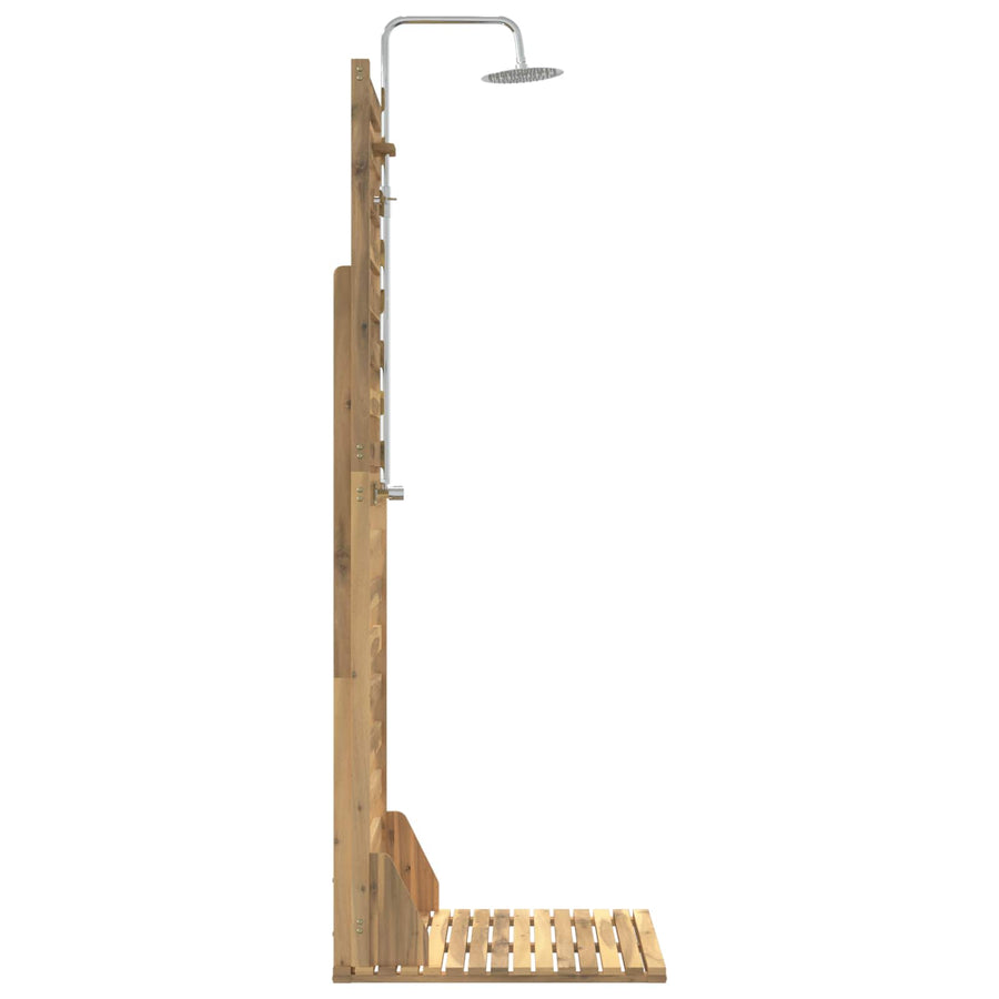 Buitendouche 205,5 cm Massief acaciahout en roestvrij staal Wit