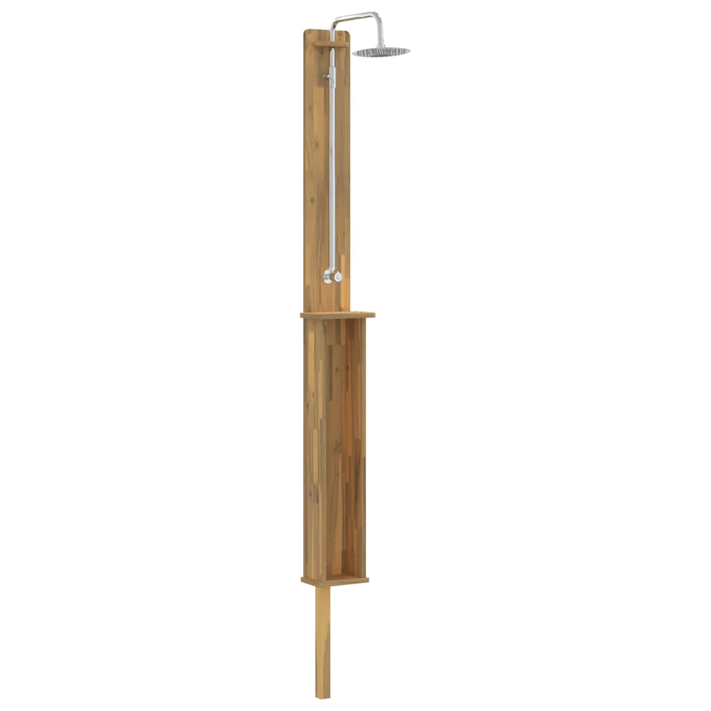 Buitendouche 257 cm Massief Acacia Hout en Roestvrijstaal Wit