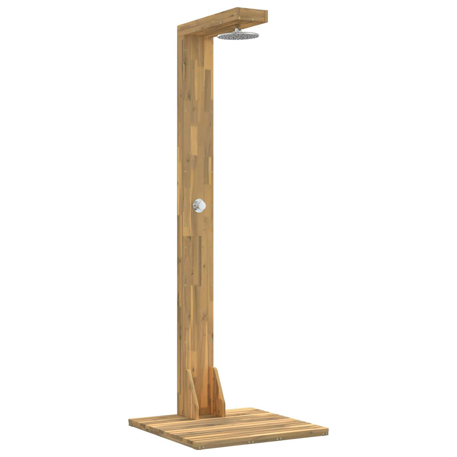 Buitendouche 210,5 cm Massief acaciahout en roestvrij staal Wit