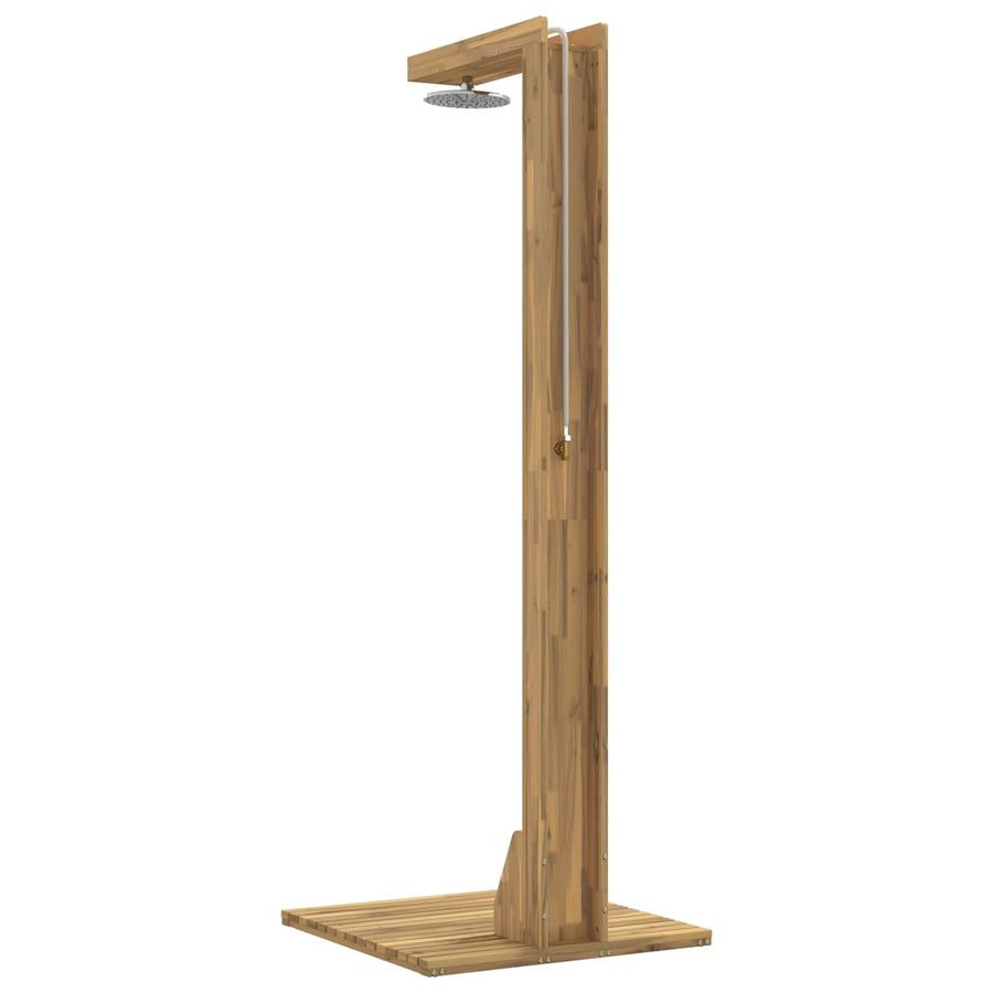 Buitendouche 210,5 cm Massief acaciahout en roestvrij staal Wit