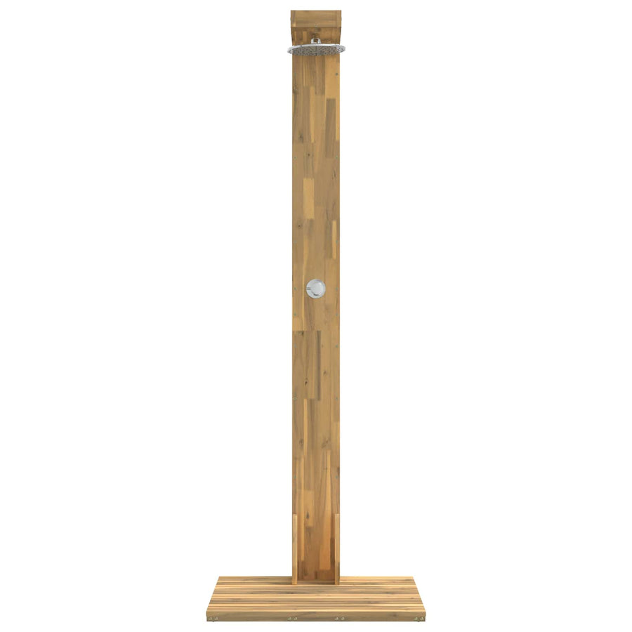 Buitendouche 210,5 cm Massief acaciahout en roestvrij staal Wit