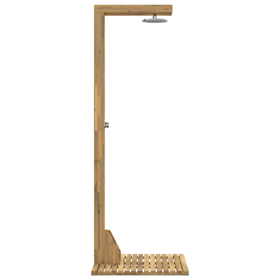 Buitendouche 210,5 cm Massief acaciahout en roestvrij staal Wit