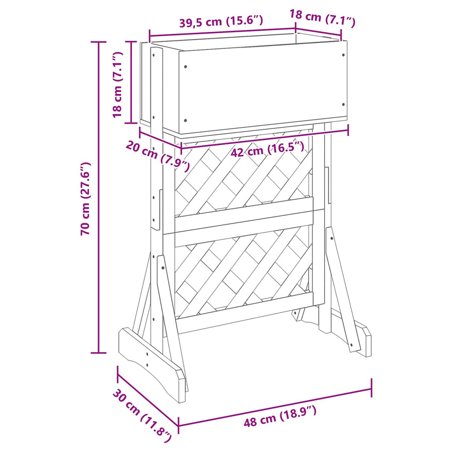 Verticale Tuin Trellis Grijs 48 x 30 x 70,5 cm