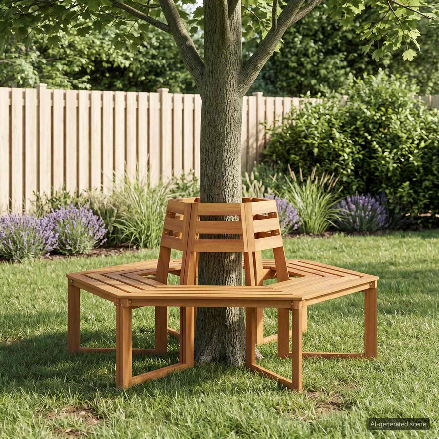 Boombank 2 st 160 x 140 x 86 cm Massief Acaciahout Naturel