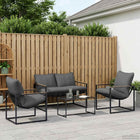 Garden Bench Set 4 pcs Black and Anthracite Steel