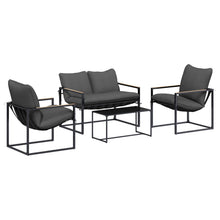 Tuinbankenset 4 pcs Zwart en Anthraciet Staal