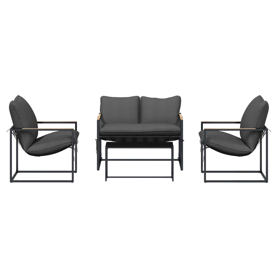 Tuinbankenset 4 pcs Zwart en Anthraciet Staal