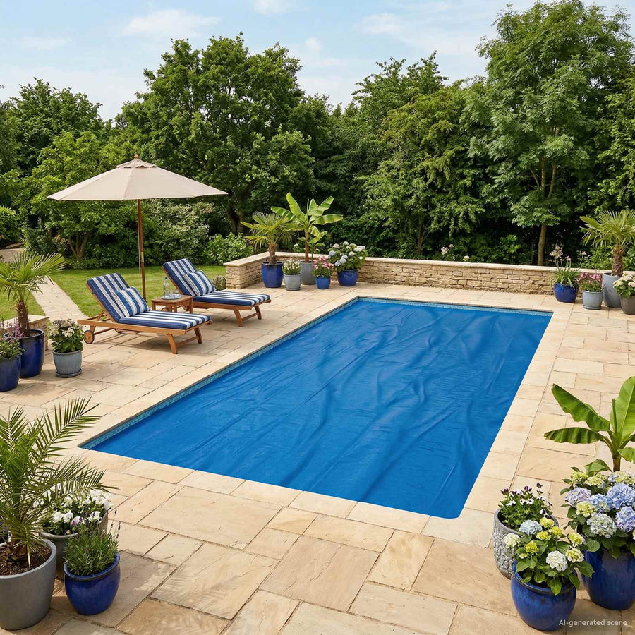 Zwembadcover Zwart en Blauw 1000 x 500 cm PE