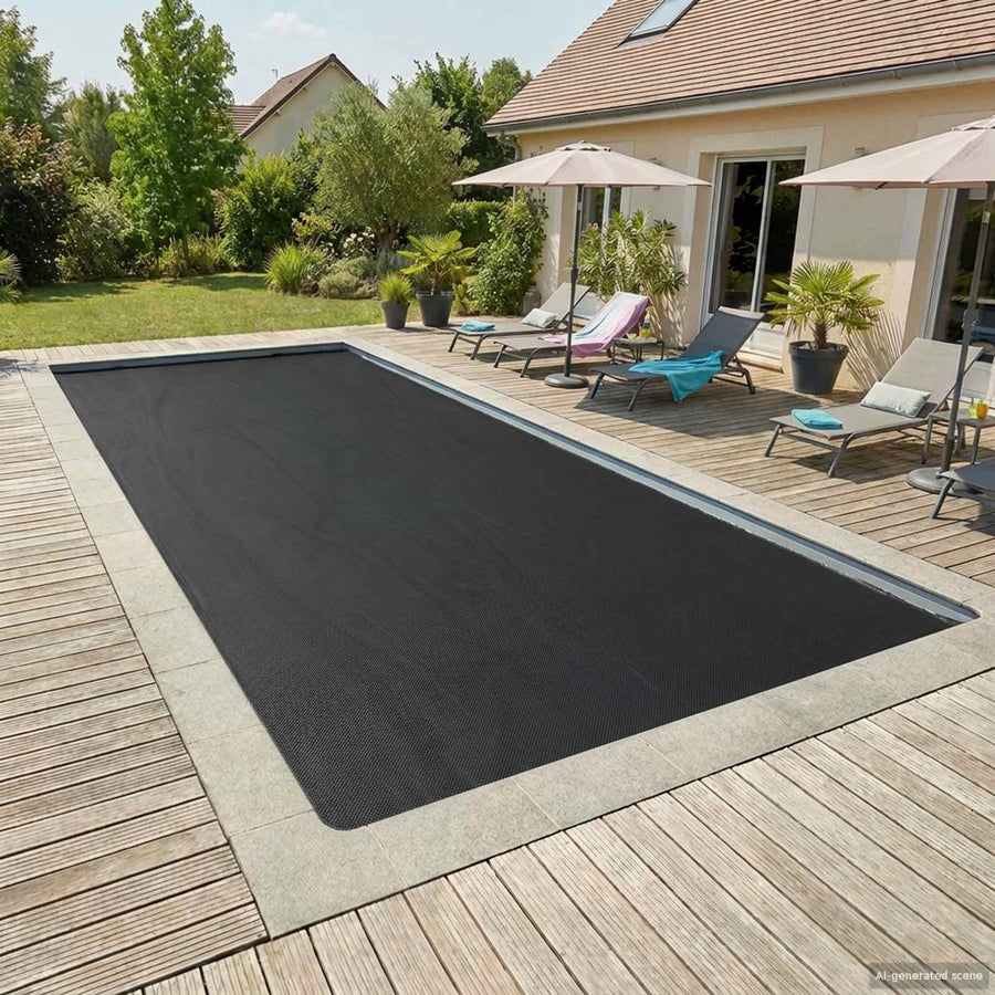 Zwaar Kwaliteit Zwembadafdekking 975 x 488 cm Vierkant PE Zwart