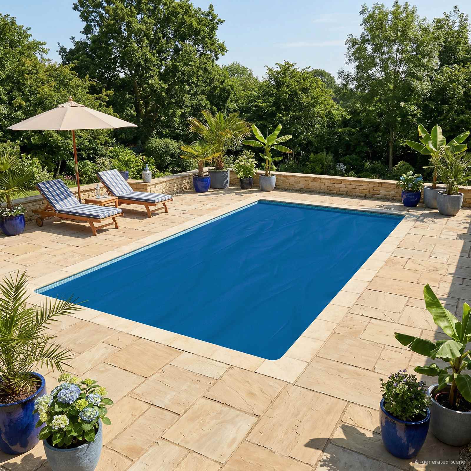 Zwaar Kwaliteit Zwembadafdekking Blauw 1000 x 600 cm PE