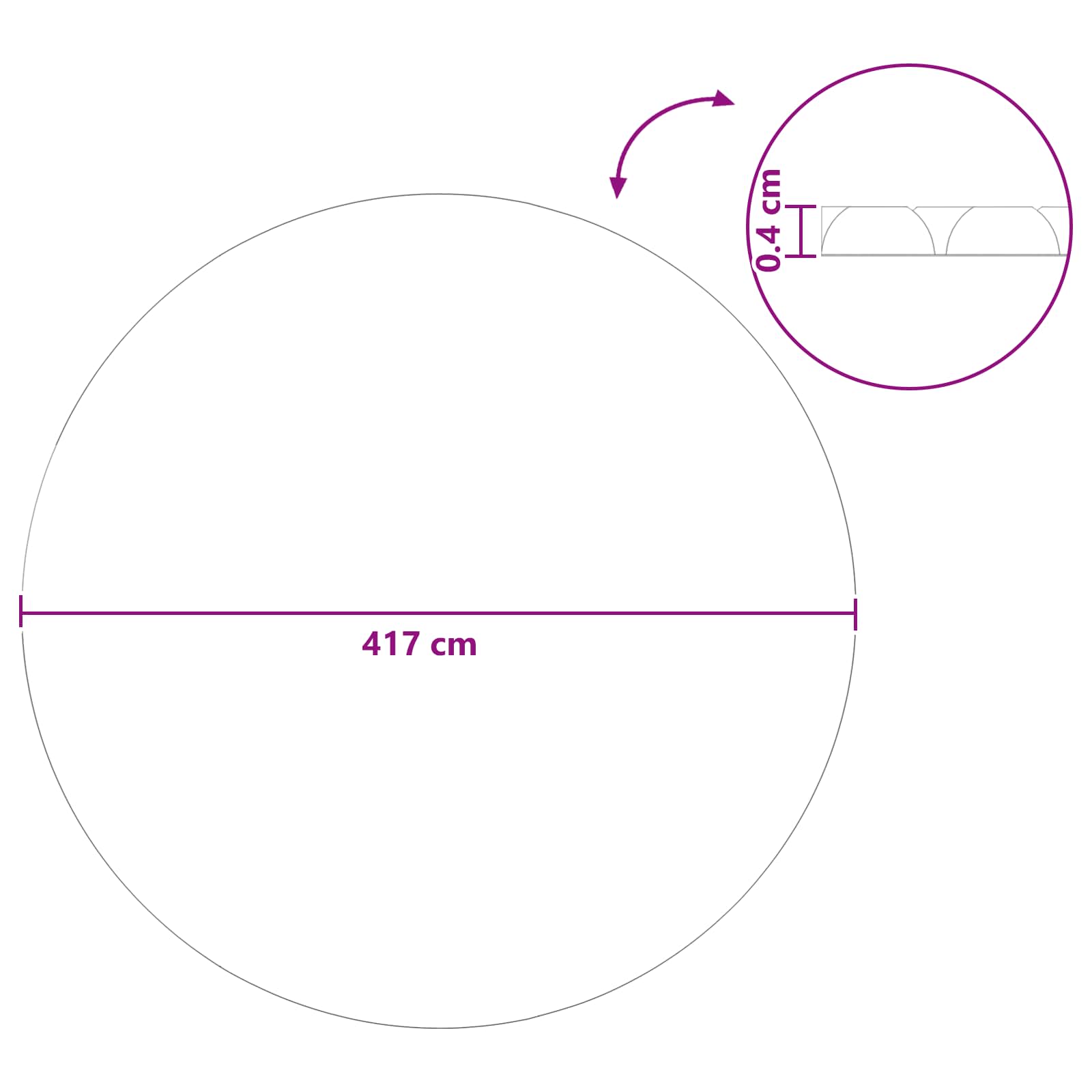 Zwaar Kwaliteit Zwembadafdekking Zwart en Blauw Ø 417 cm 0,2 mm