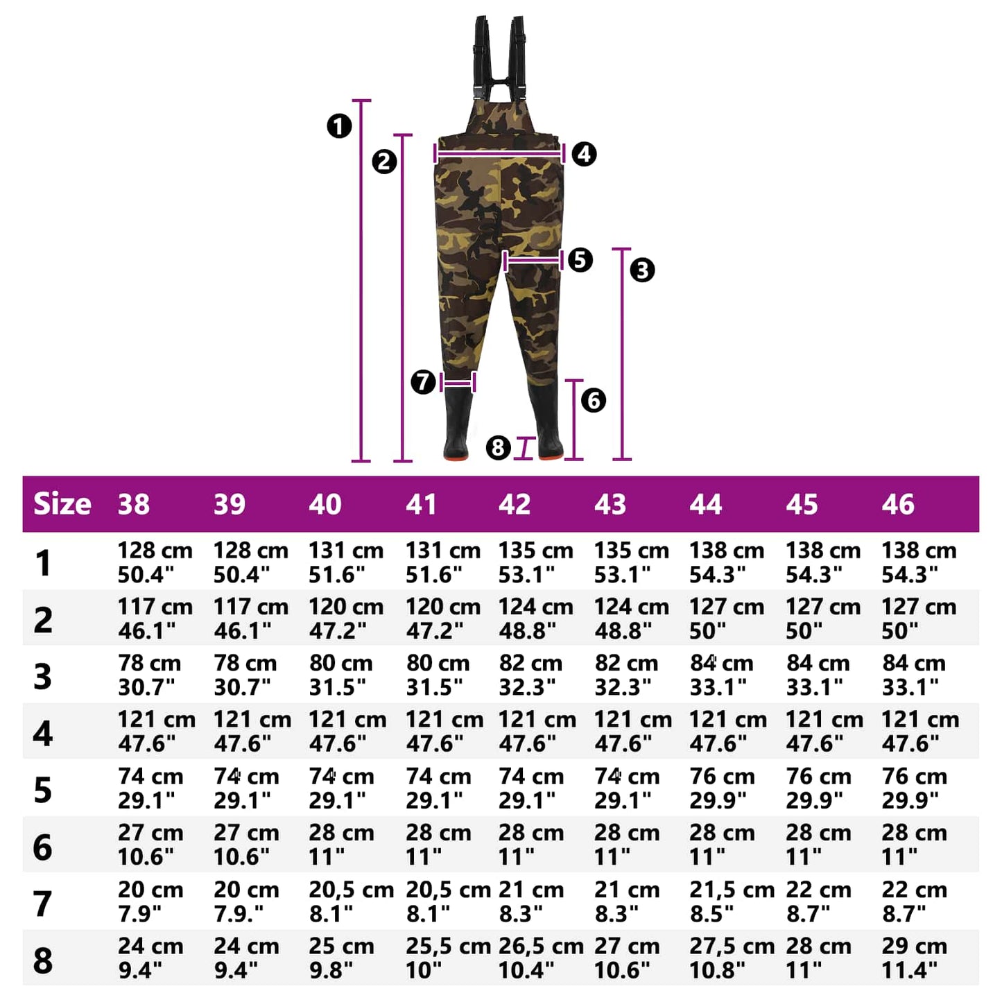 Chest Waders met laarzen PVC gecoate polyester Afmeting 39