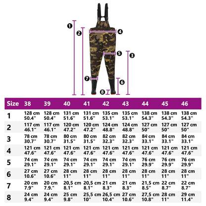 Chest Waders met laarzen PVC gecoate polyester Afmeting 46