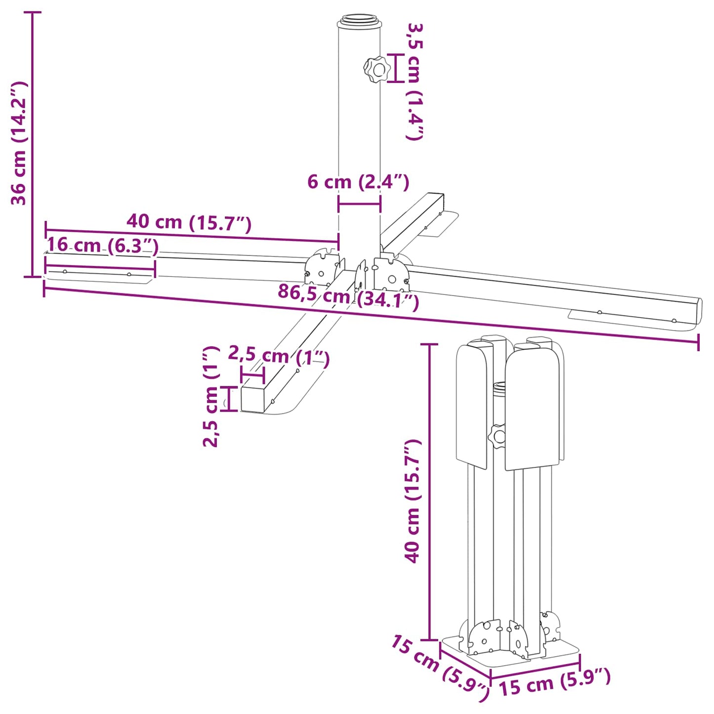 Parasol Stand Wit Staal
