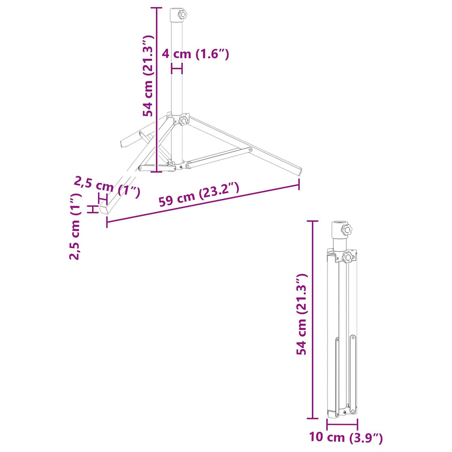 Parasol Stand Wit Staal for 25-32 mm Pole