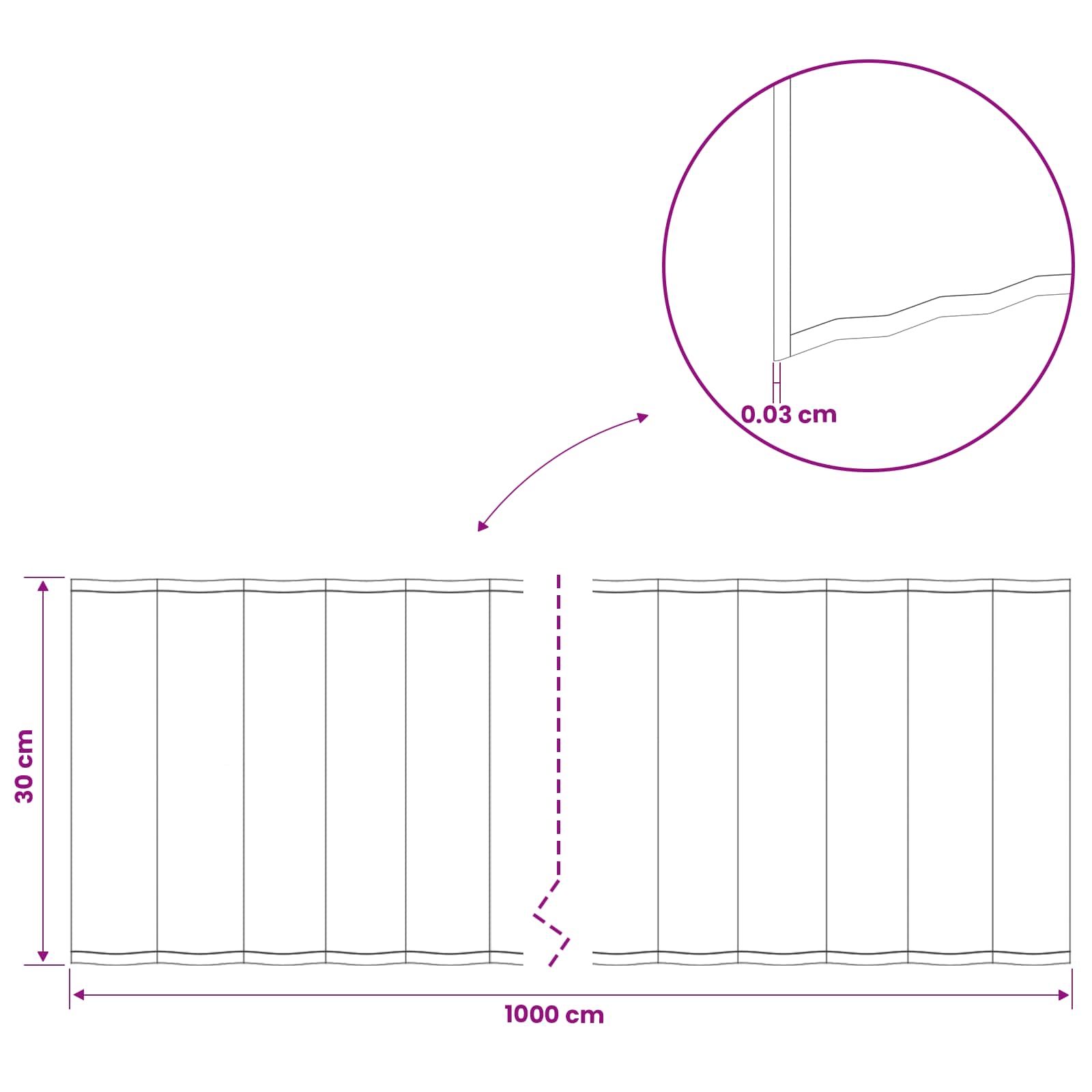 Gazonrand 10 m x 30 cm Gegalvaniseerd staal zilver