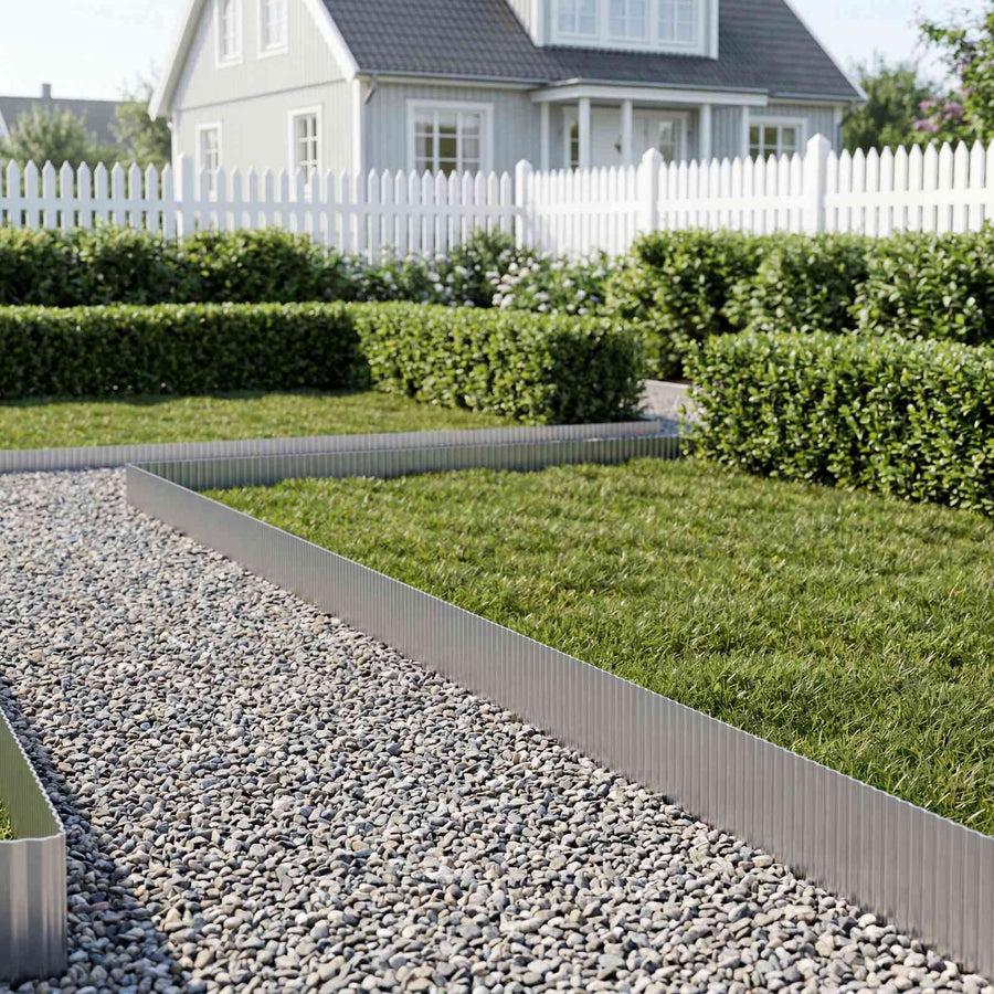 Gazonrand 20 m x 15 cm Gegalvaniseerd staal zilver