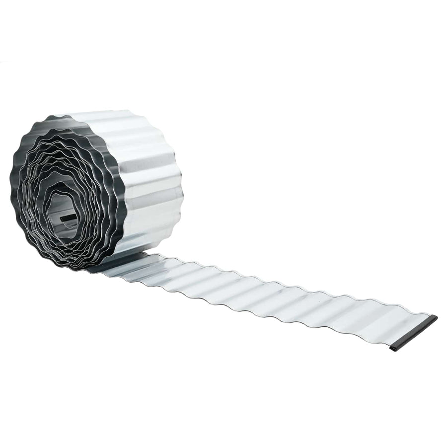 Gazonrand 20 m x 15 cm Gegalvaniseerd staal zilver