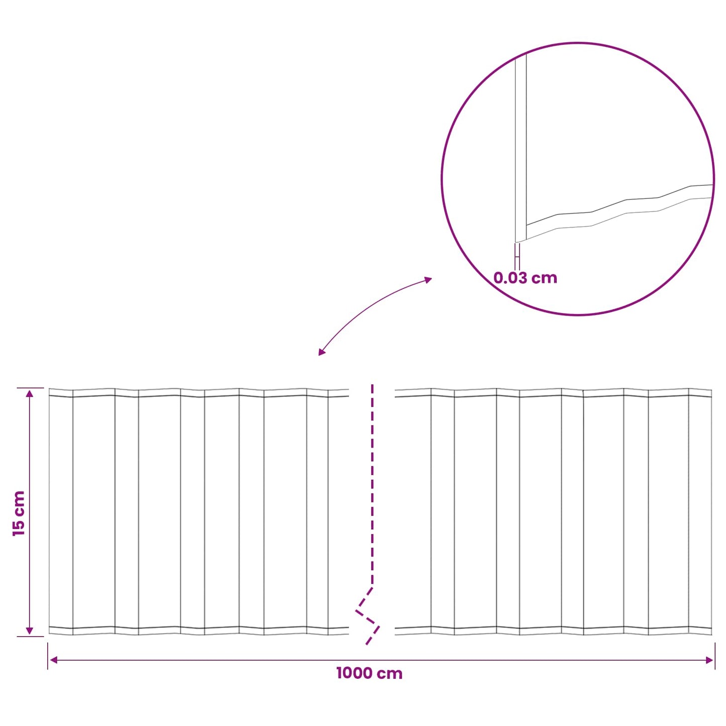 Gazonrand 10 m x 15 cm Gegalvaniseerd staal zilver