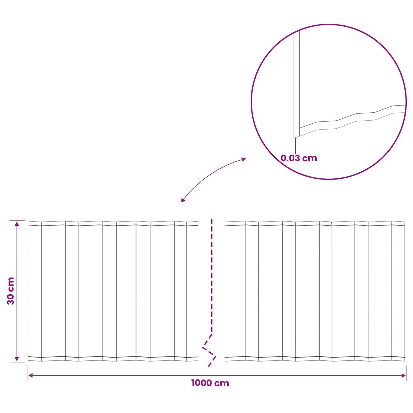 Gazonrand 10 m x 30 cm Gegalvaniseerd staal zilver