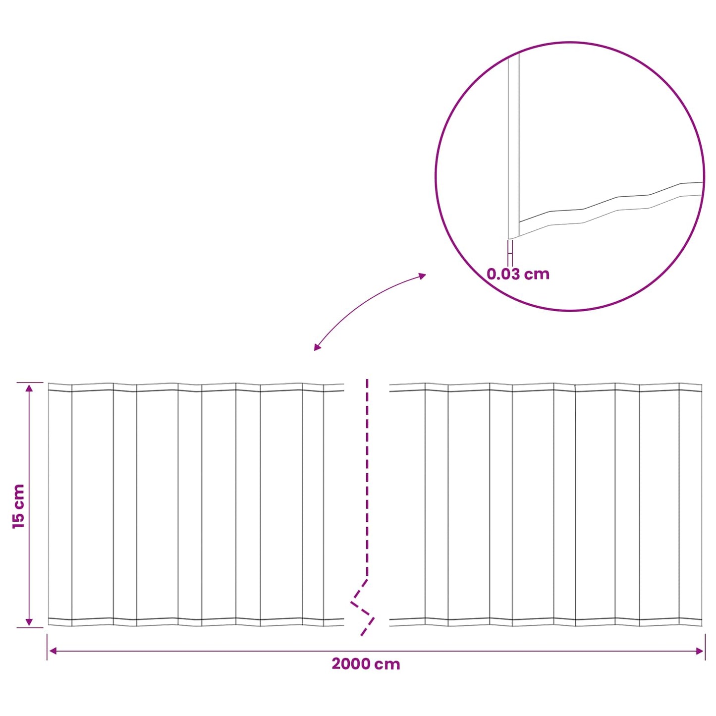 Gazonrand 20 m x 15 cm Gegalvaniseerd staal zilver