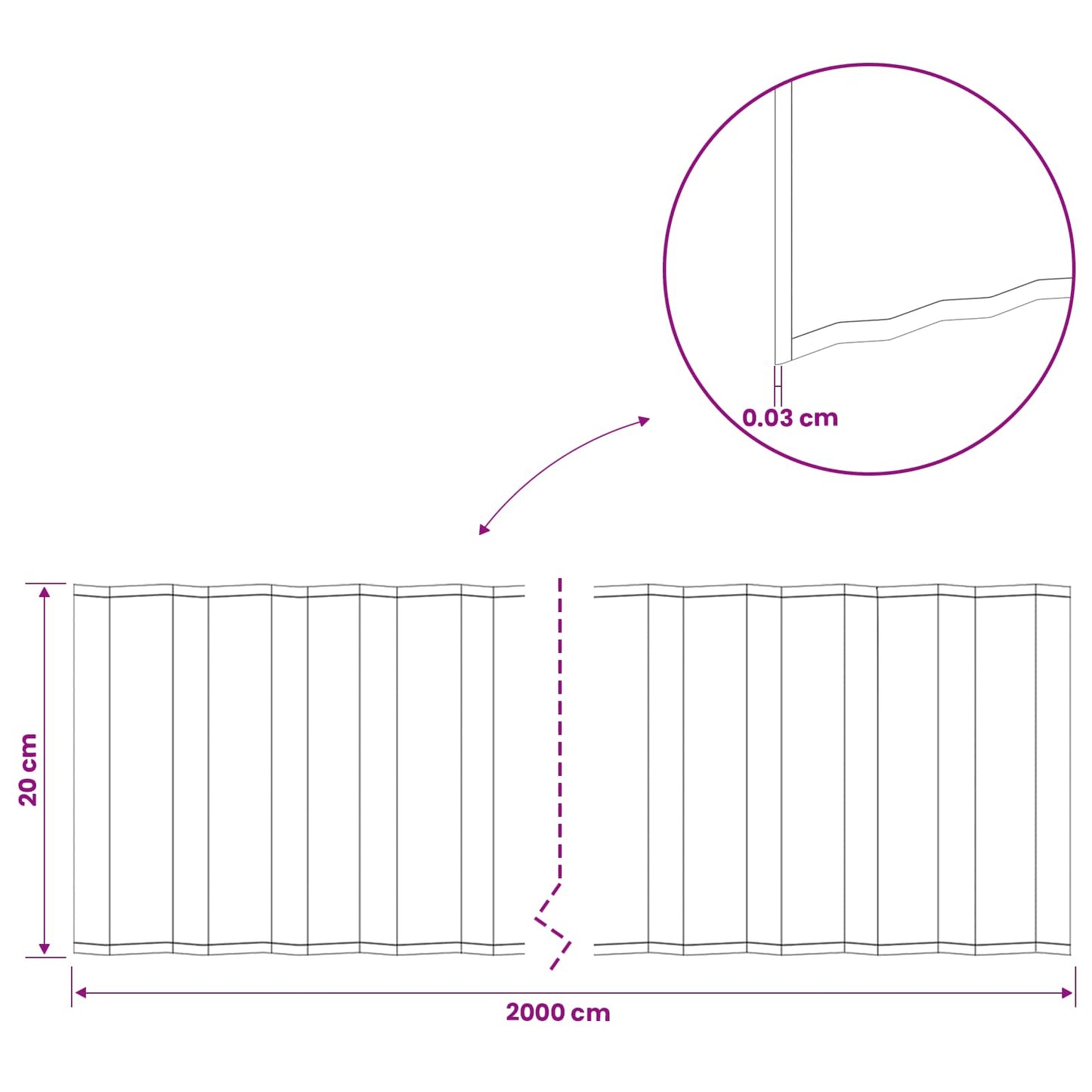 Gazonrand 20 m x 20 cm Gegalvaniseerd staal zilver