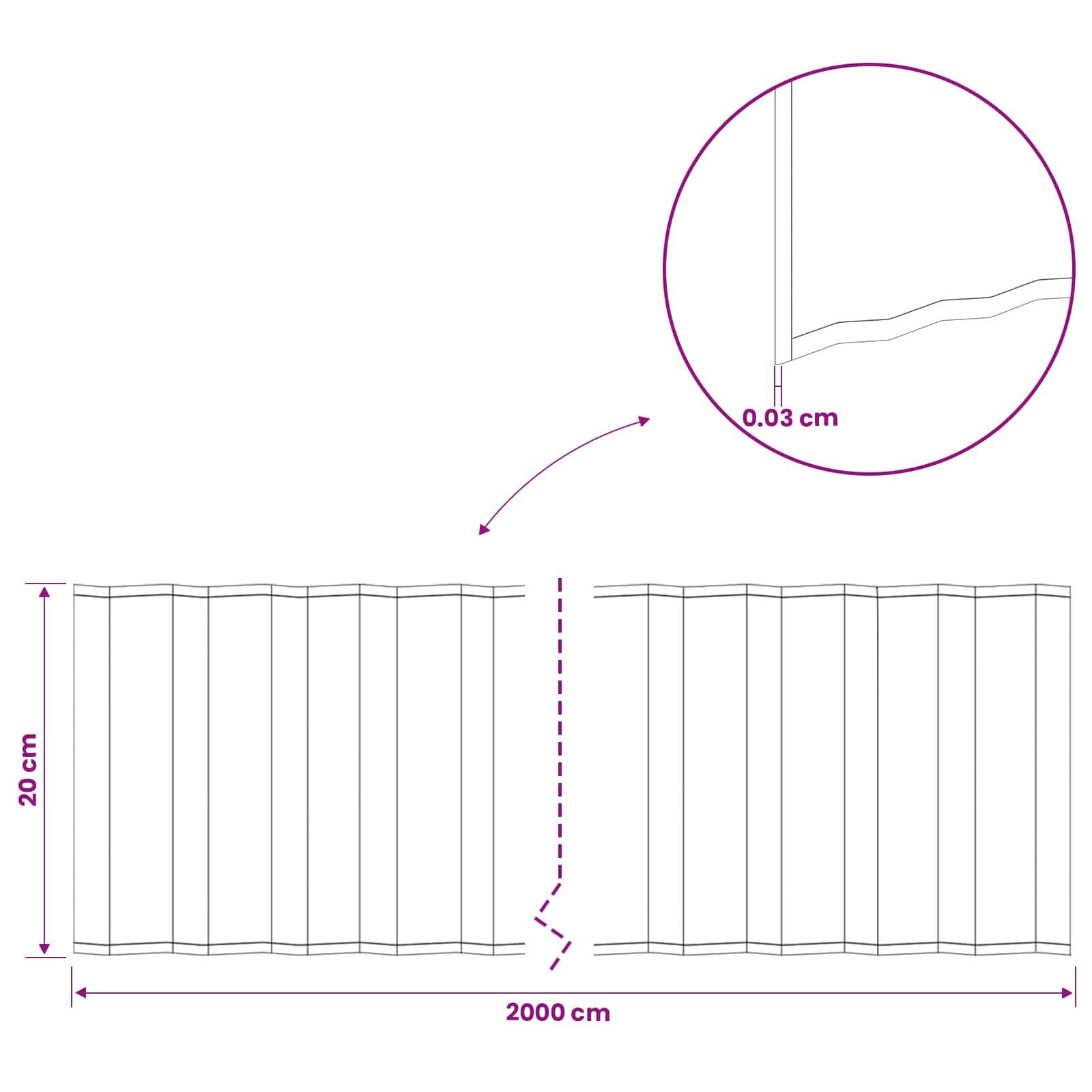 Gazonrand 20 m x 20 cm Gegalvaniseerd staal zilver