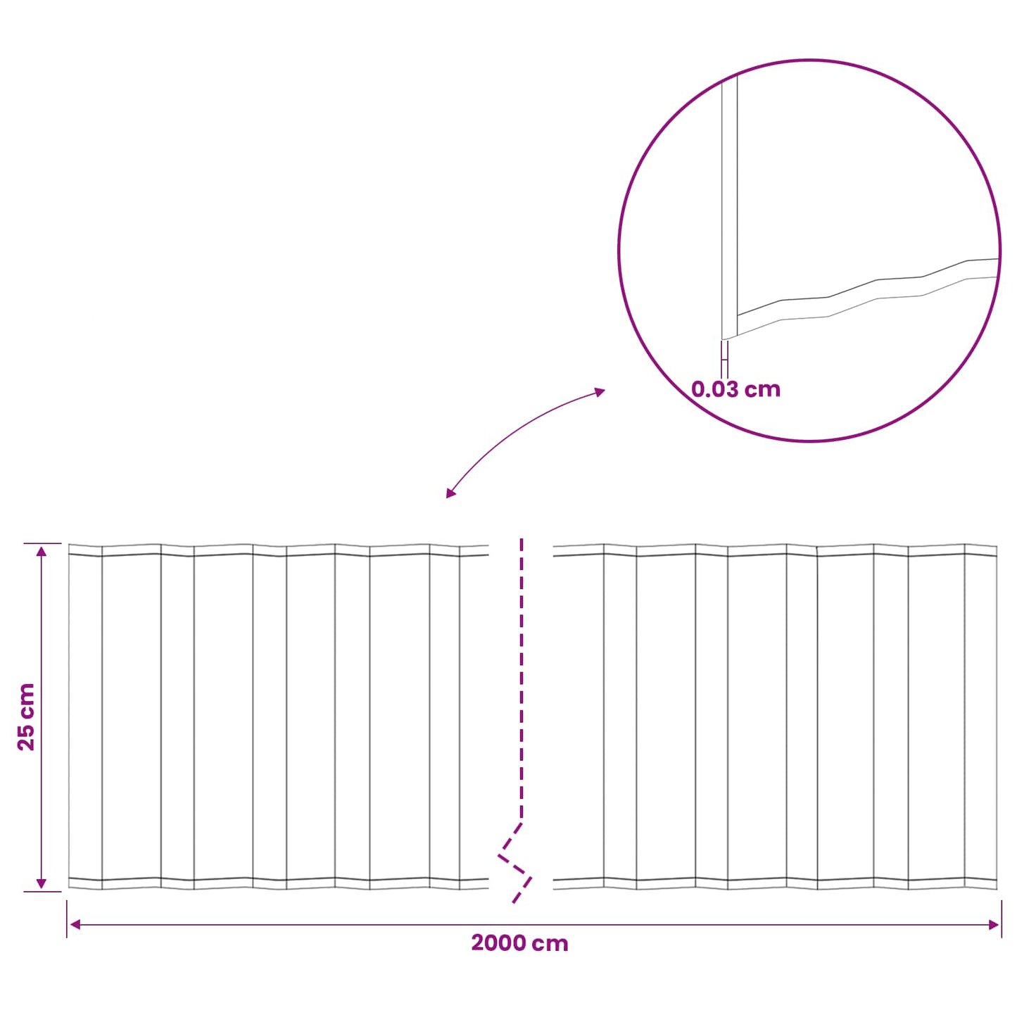 Gazonrand 20 m x 25 cm Gegalvaniseerd staal zilver