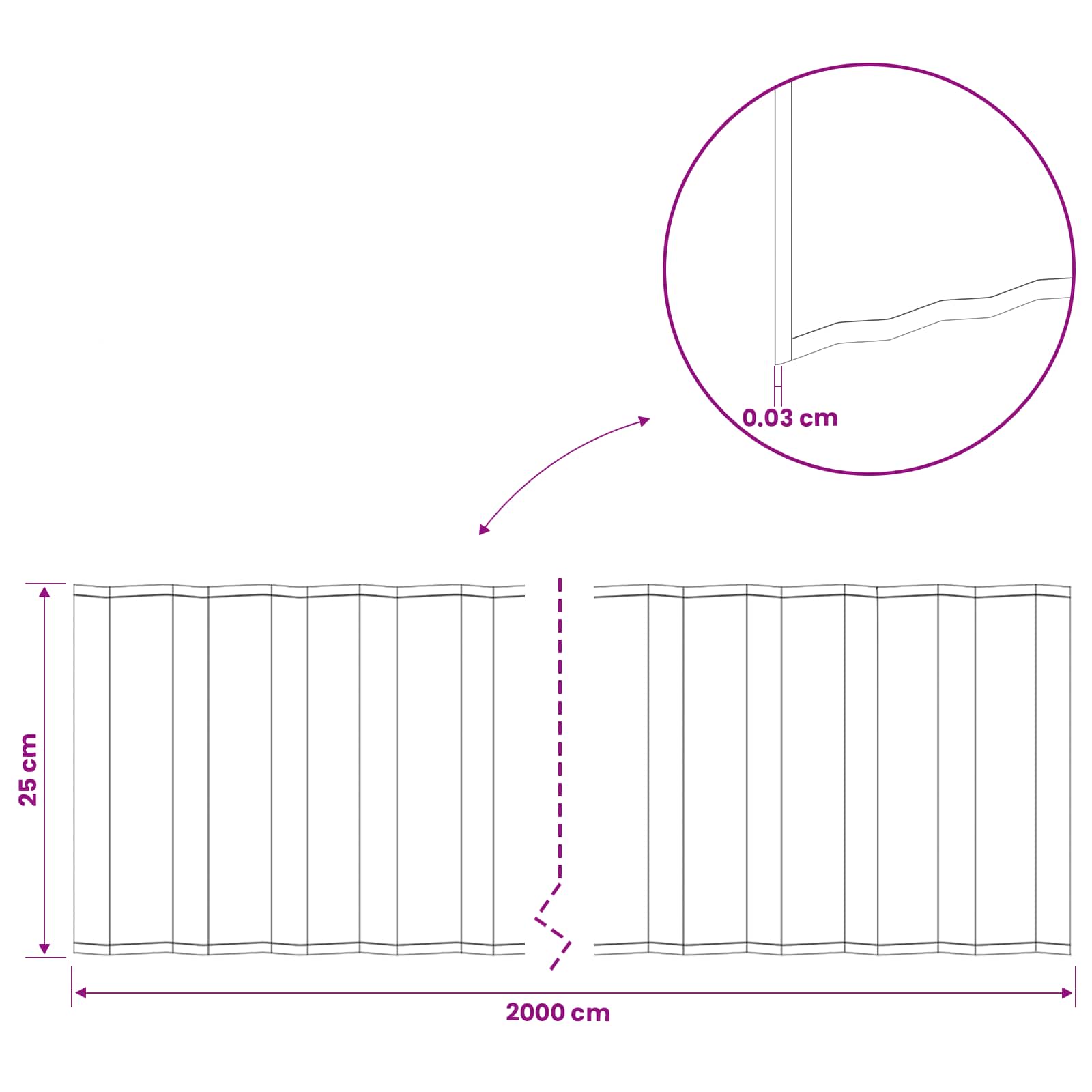 Gazonrand 20 m x 25 cm Gegalvaniseerd staal zilver
