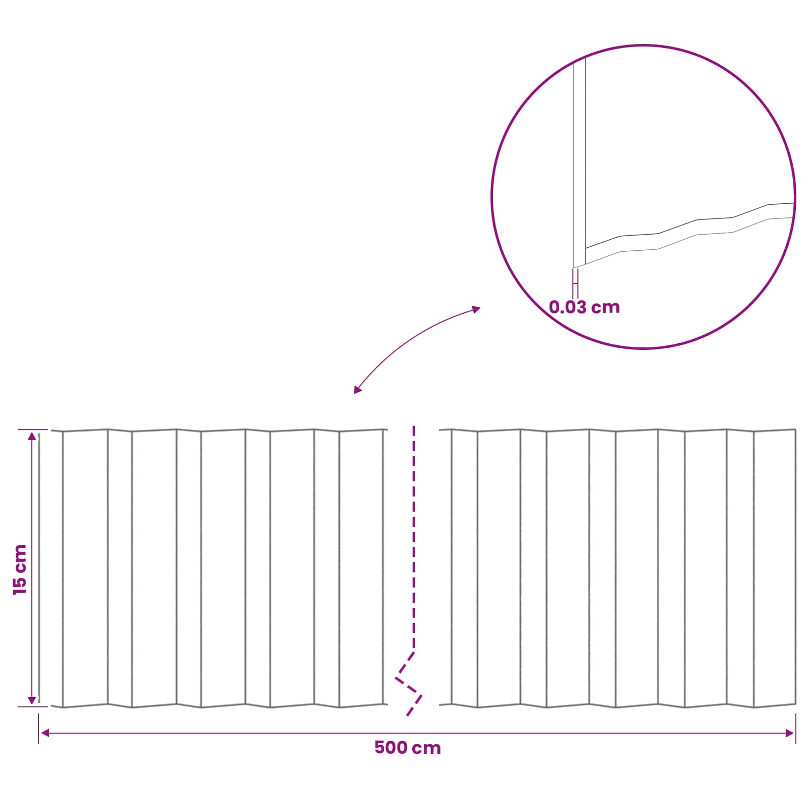 Gazonrand 5 m x 15 cm Gegalvaniseerd staal zilver