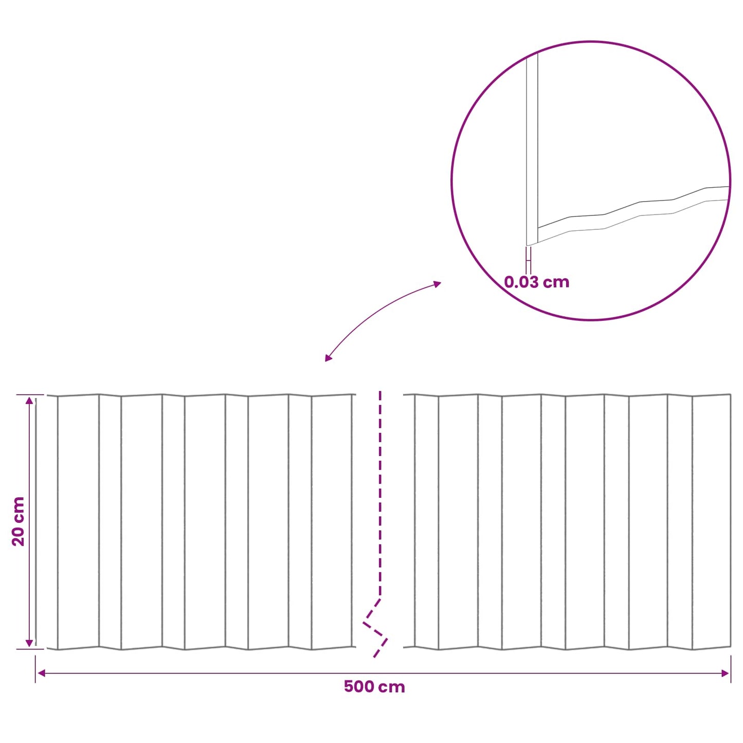Gazonrand 5 m x 20 cm Gegalvaniseerd staal zilver