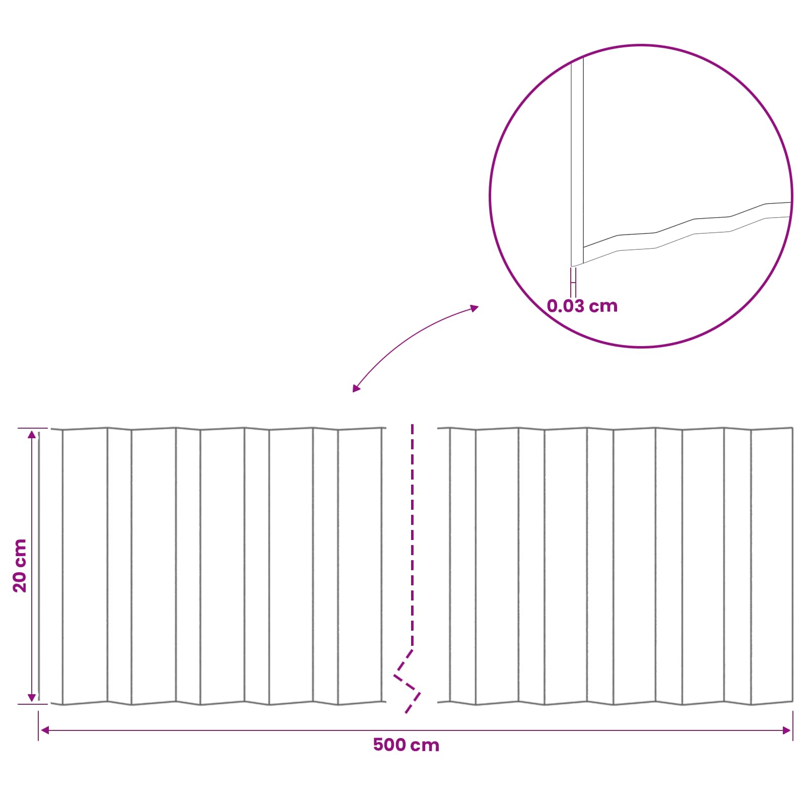 Gazonrand 5 m x 20 cm Gegalvaniseerd staal zilver