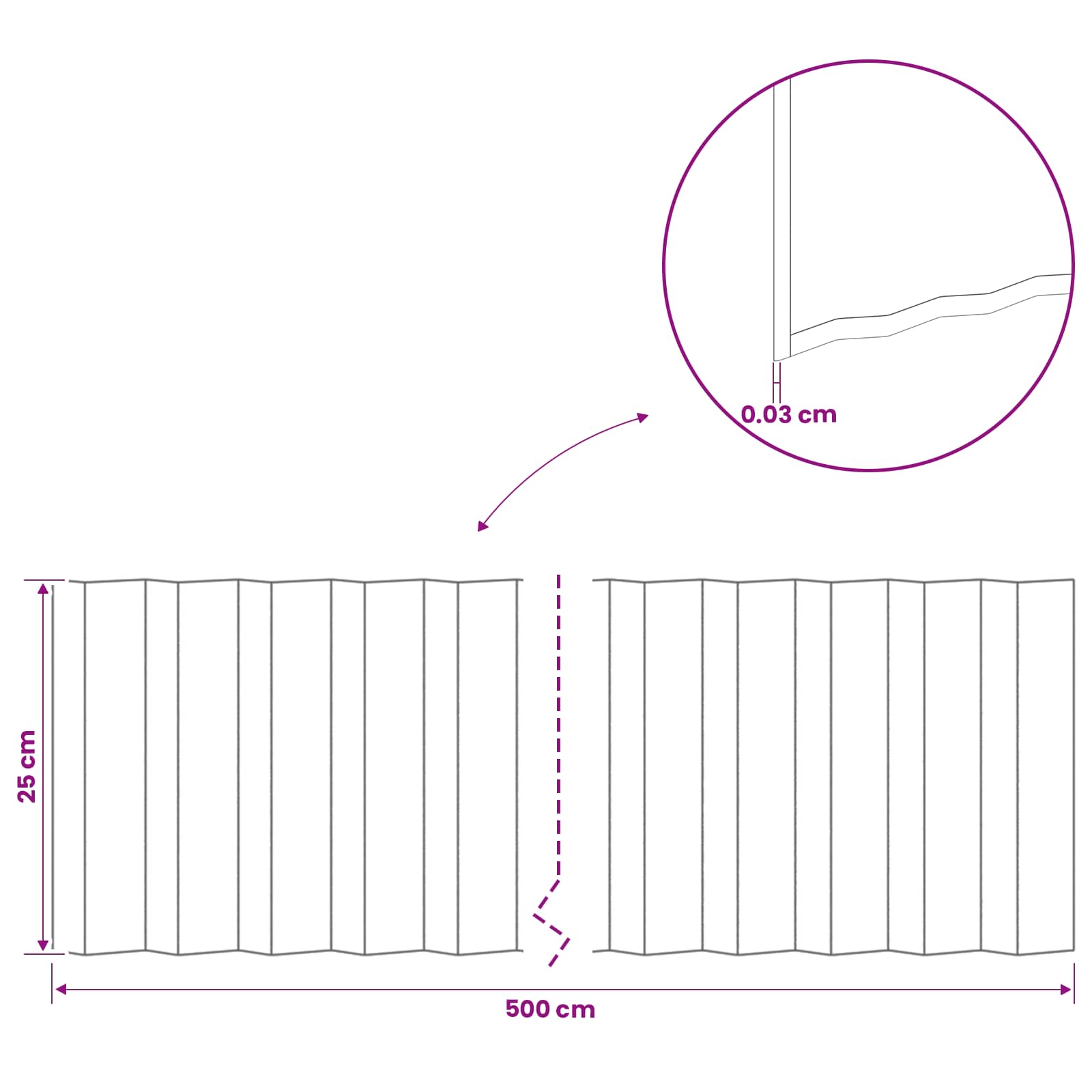 Gazonrand 5 m x 25 cm Gegalvaniseerd staal zilver