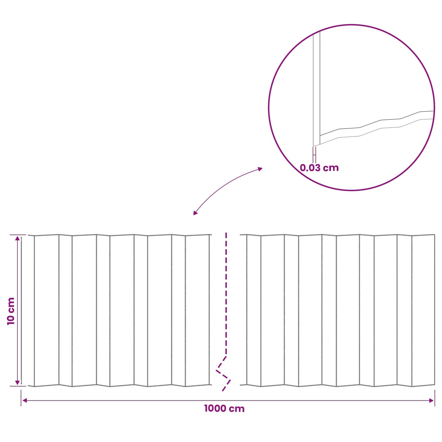Gazonrand 10 m x 10 cm Gegalvaniseerd staal zilver